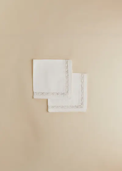 Set de 2 serviettes brodées - Ecru Uni