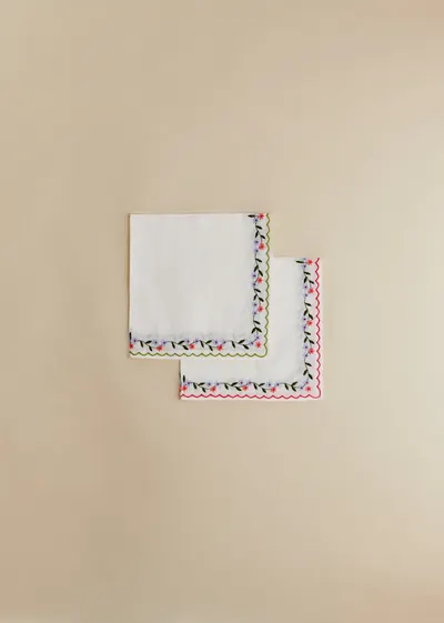 Set de 2 serviettes brodées - Les petites fleurs