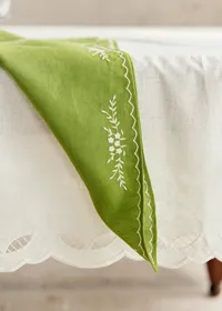 Set de 2 serviettes - Brodées Primavera - Vert Olive et Ecru — view 5