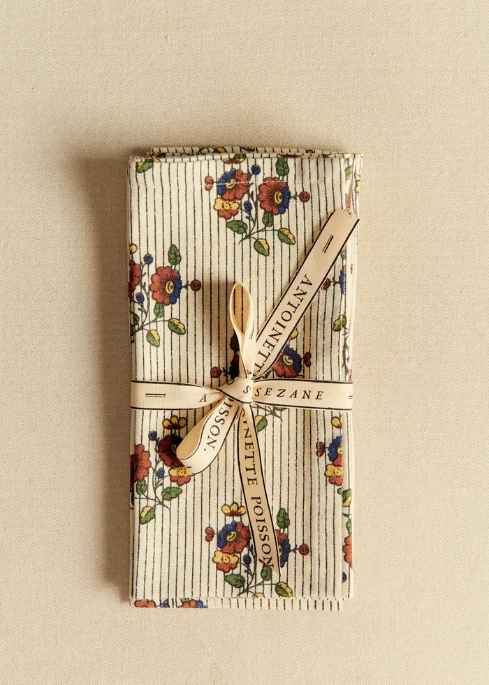 Set de 2 serviettes - Sézane x Antoinette Poisson - Imprimé Boutonnières