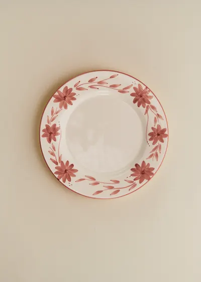 Set de 4 assiettes à dessert - Fleurs de Jardin - Terre de sienne
