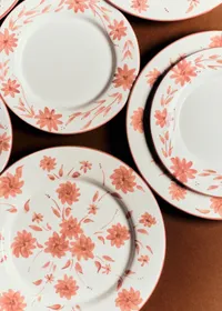 Set de 4 assiettes à dessert - Fleurs de Jardin - Terre de sienne — view 3