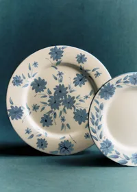 Set de 4 assiettes plates - Fleurs de Jardin - Bleu Vintage — view 3