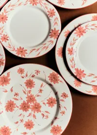 Set de 4 assiettes plates - Fleurs de Jardin - Terre de sienne — view 2