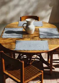 Sets de table brodés - Dimanche au Jardin - Bleu orage — view 3