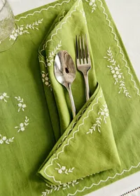 Sets de table - Brodés Primavera - Vert Olive et Ecru — view 2