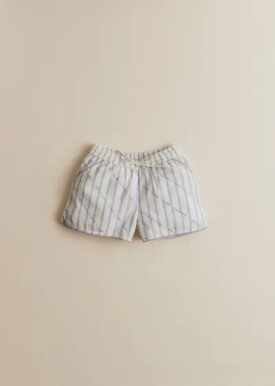 Short Coralie - Rayures Lavande Broderie