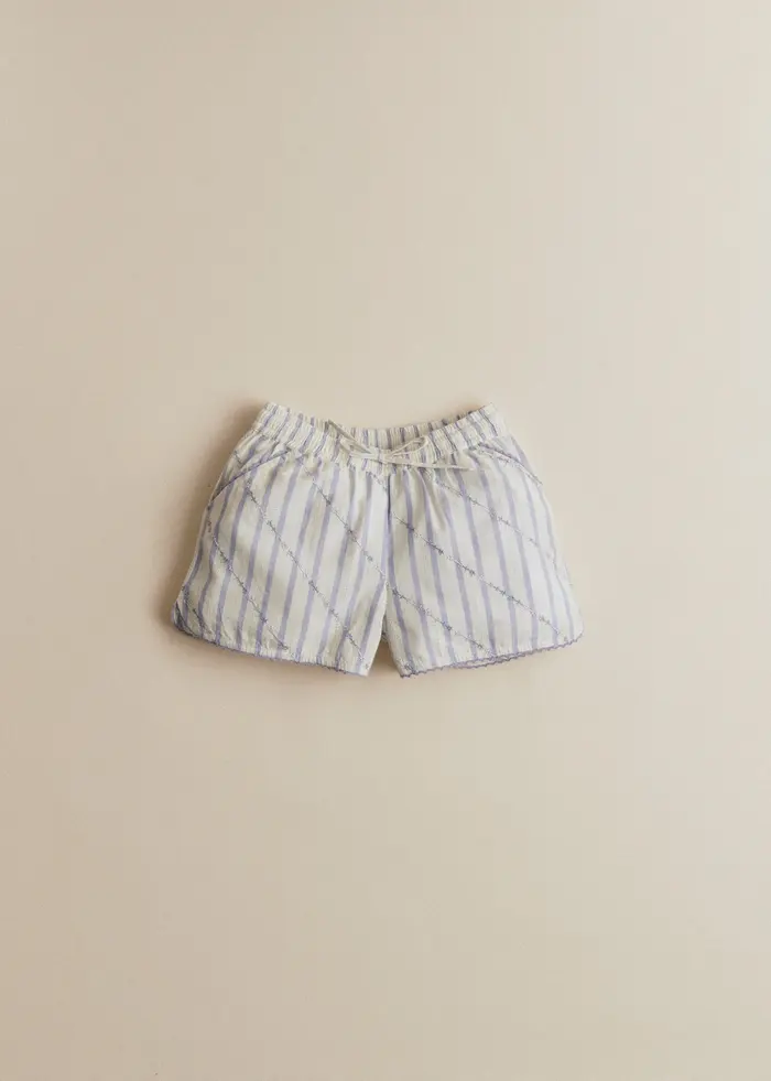 Short Coralie - Rayures Lavande Broderie