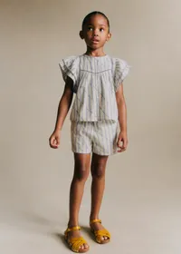 Short Coralie - Rayures Lavande Broderie — view 2