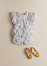 Short Coralie - Rayures Lavande Broderie — view 5