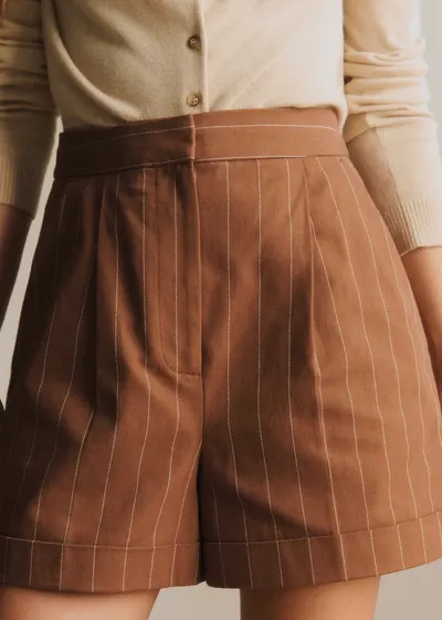 Short Dogan - Rayures Tennis Choco Crème
