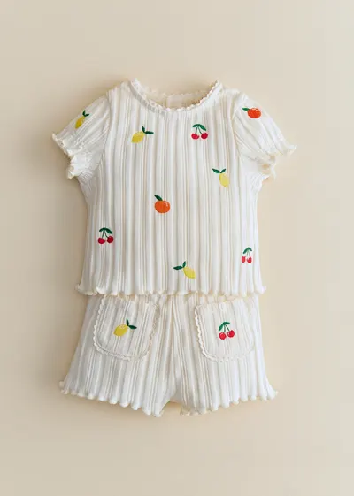 Short June - Ecru / Broderie Fruit