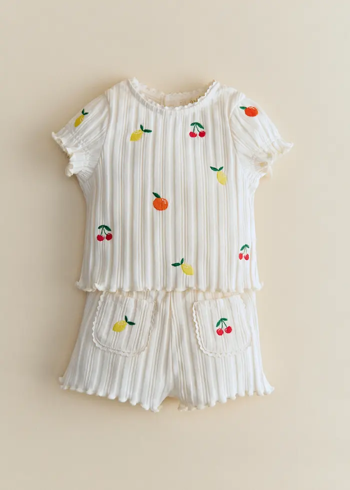 Short June - Ecru / Broderie Fruit