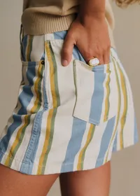 Short Le City - Rayures Bleu Ecru Jaune — view 2
