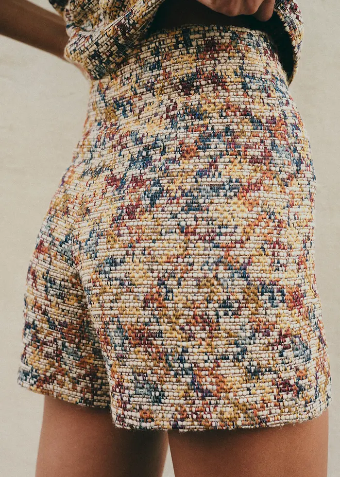 Short Nick - Jacquard Abstrait Écru Multico