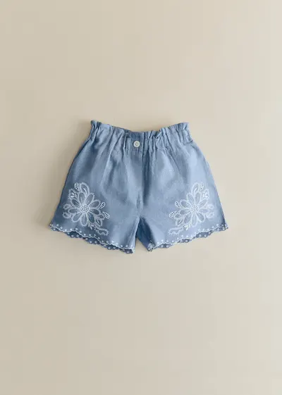 Short Ophélia - Bleu Vintage / Broderie Aurélia