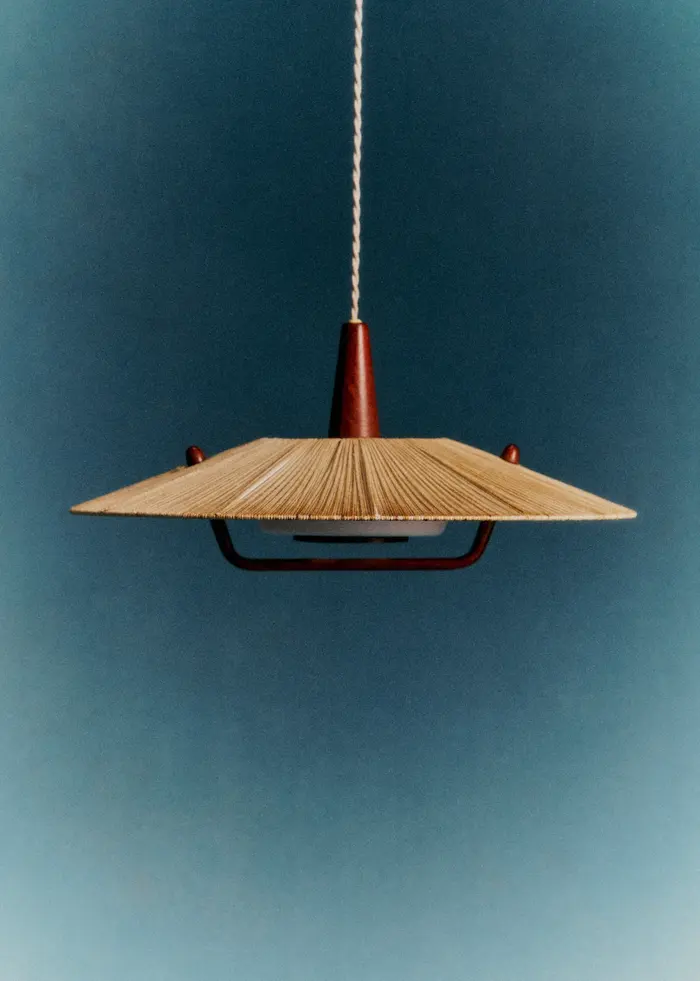 Suspension scandinave en teck et corde années 60 - Teck et corde