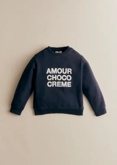 Sweat-Shirt Amour Choco Crème - Marine / Ecru