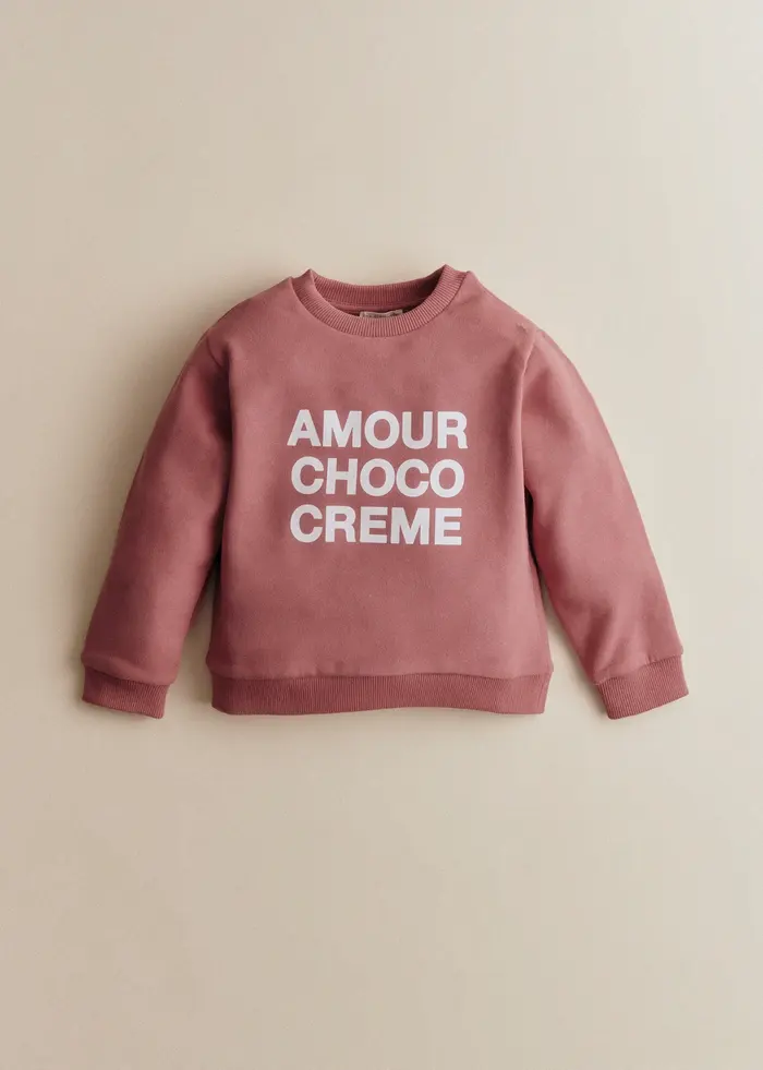 Sweat-Shirt Amour Choco Crème - Sienne / Crème