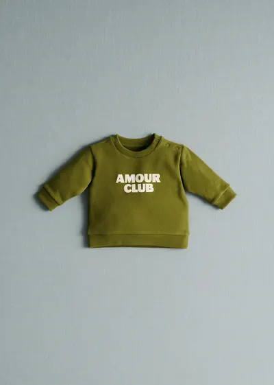 Sweat-Shirt Amour club - Olive / écru