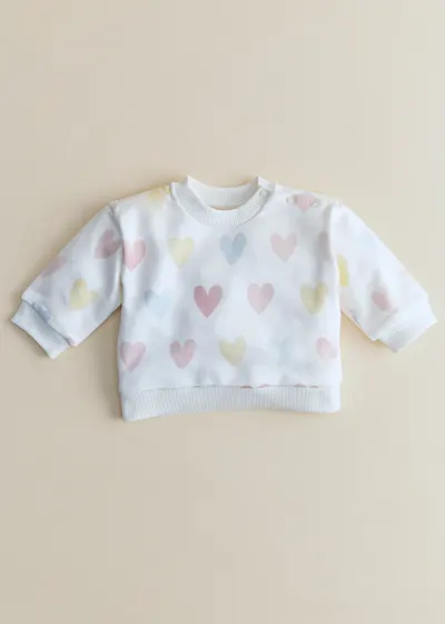 Sweat-Shirt Lary - Ecru / Coeur Pastel