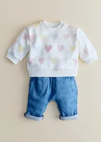 Sweat-Shirt Lary - Ecru / Coeur Pastel — view 2