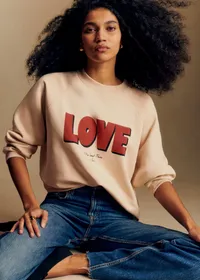 Sweat-Shirt Love - Crème / Rouge — view 3