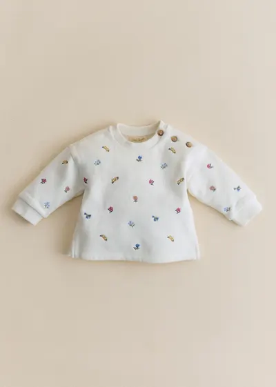 Sweat-Shirt Lulu - Ecru / Broderie Champ de fleurs