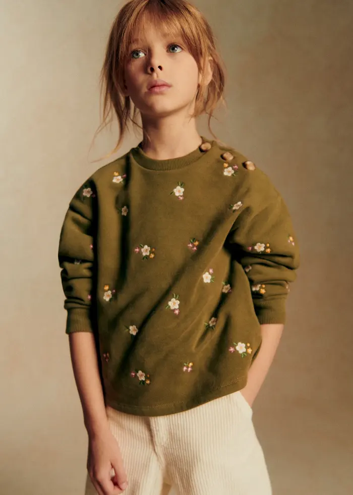 Sweat-Shirt Lulu - Vert / Broderie Altea