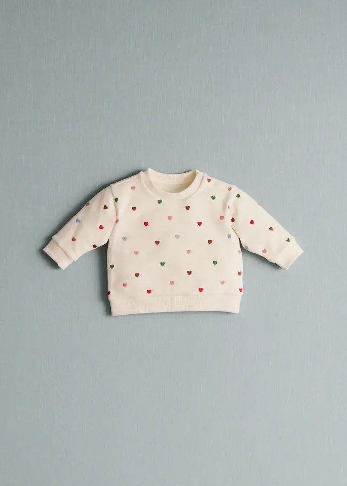 Sweat-Shirt Marceau - Ecru / Coeurs Multico