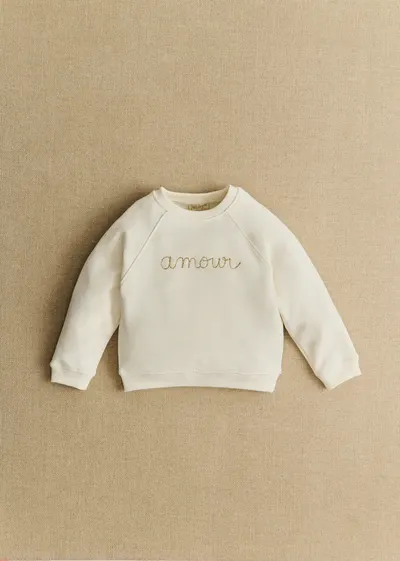 Sweat-Shirt Tommy Amour - Ecru/Doré
