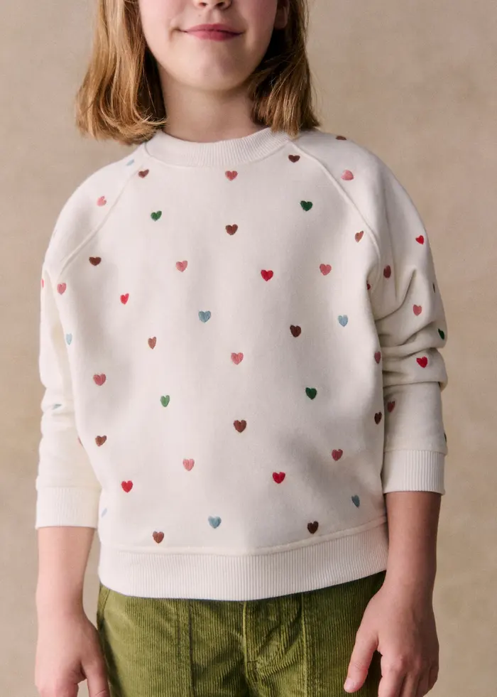Sweat-Shirt Tommy - Ecru / Coeurs Multico
