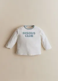 T-Shirt Bisous club - Ecru / bleu vintage — view 3