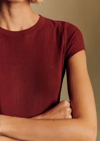 T-Shirt Camil - Pointelle Grenat — view 2