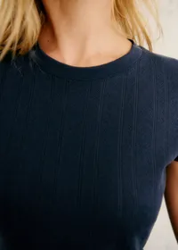 T-Shirt Camil - Pointelle Marine — view 2
