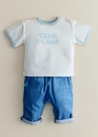 T-Shirt Club Plage - Ecru / Bleu ciel — view 4