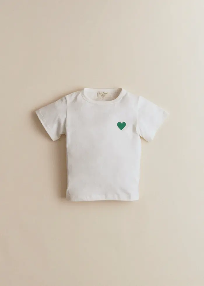T-Shirt Coeur Chamade - Ecru / Vert