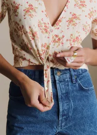 T-Shirt Jana - Imprimé Roses Corail — view 2