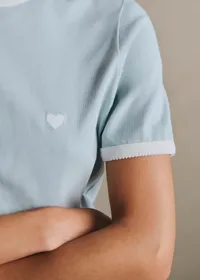 T-Shirt Nolan - Bleu Ciel Broderie Coeur — view 2