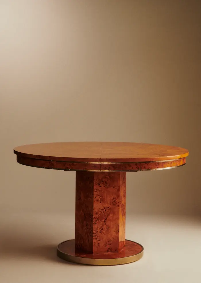 Table à manger en loupe d'orme avec rallonge - Loupe d'orme