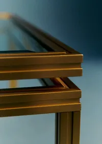 Table basse en verre et laiton vintage - Verre et laiton — view 4