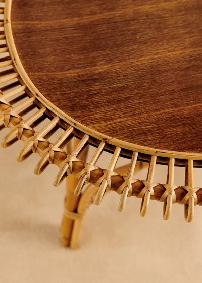 Table basse vintage en rotin dans le goût de Janine Abraham - Rotin