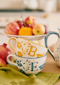 Tasse Poème - Bleu orage - Lettre E — view 4