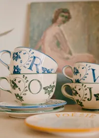 Tasse Poème - Bleu orage - Lettre V — view 4