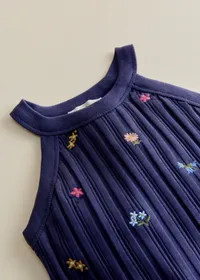 Top Abbie - Marine / Broderie Fleurs Herbier — view 3