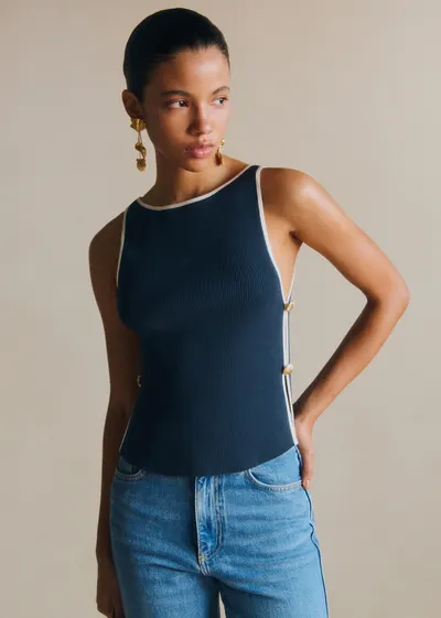 Top Amalia - Marine Contrasté Écru