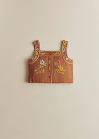 Top Paloma - Broderie Contrastée Fond Marron — view 3