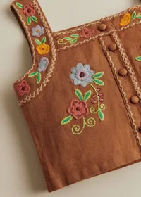 Top Paloma - Broderie Contrastée Fond Marron — view 4