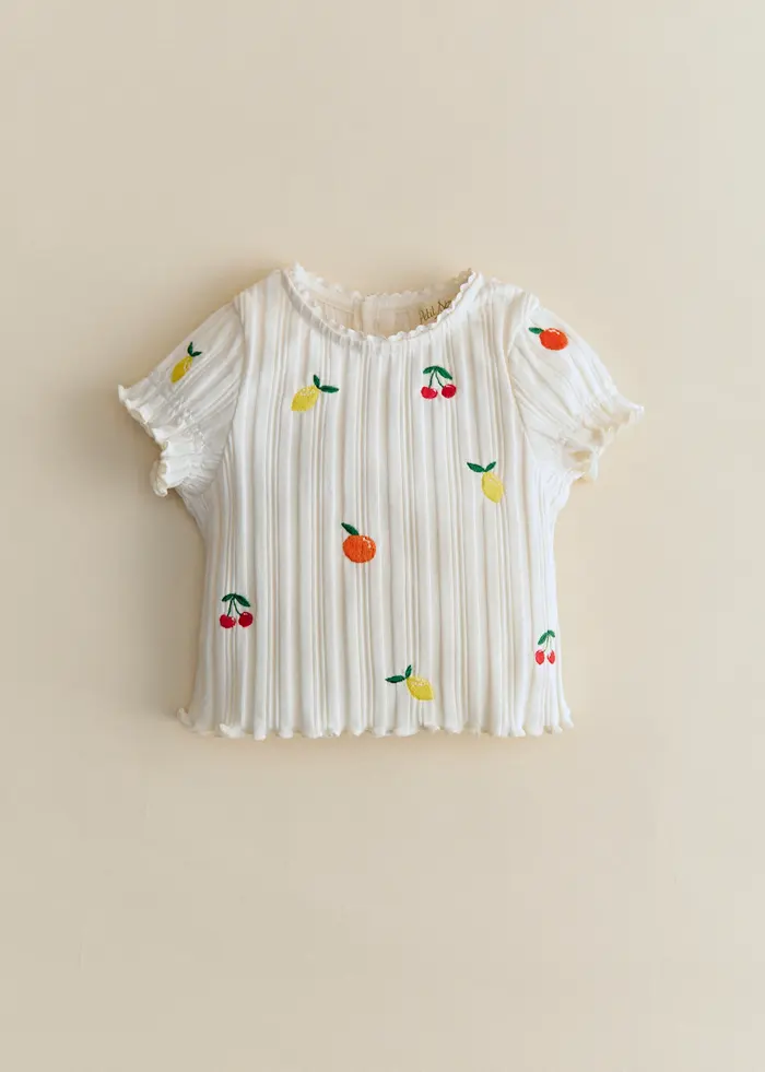 Top Simona - Ecru / Broderie Fruit