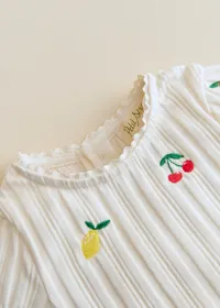 Top Simona - Ecru / Broderie Fruit — view 3